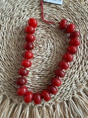 Bold Red Beaded Statement Necklace - Women Jewelry